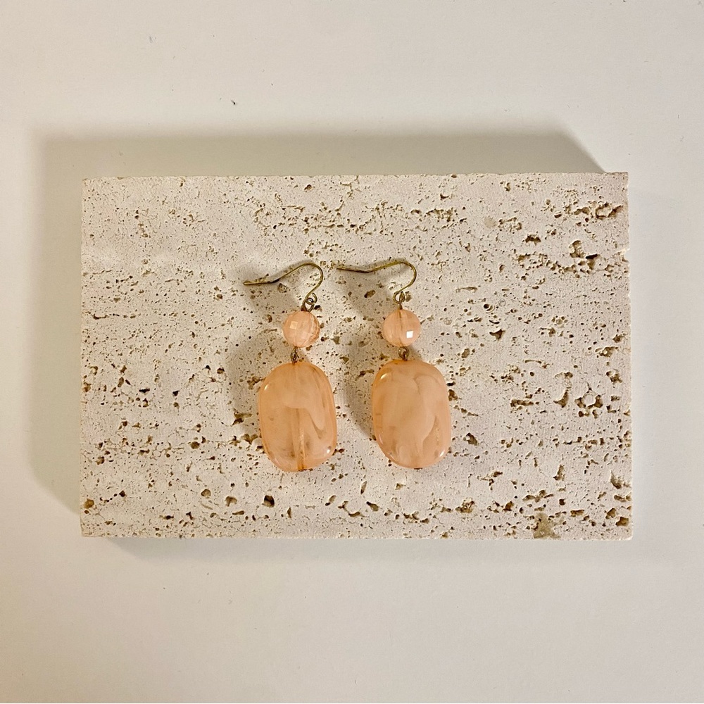 4/$15 Pink Orange Crème Swirl Acrylic Stones Drop Earrings